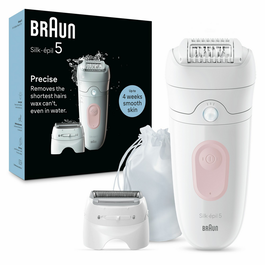 Braun Silk-epil 5 Depiladora Eléctrica con 3 Cabezales para Mujer - Sistema de Depilación por Torsión 5 en 1, Tecnología SensoSmart, IPL, Pantalla LED, Resistente al Agua