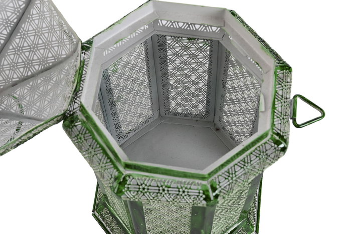 DKD Home Decor Farola Oriental Verde Metal 23 x 57 x 23 cm Set de 2