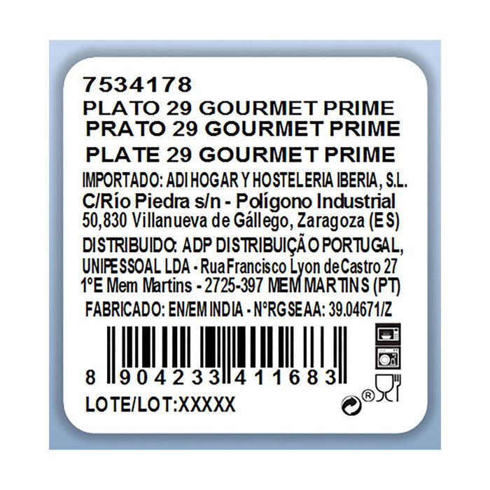 Plato Gourmet Porcelana Prime Ariane 29 cm Plato Gourmet Porcelana Prime Ariane 29 cm
