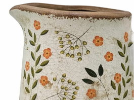 DKD Home Decor Jarra de Gres Florecitas Craquelado Crema
