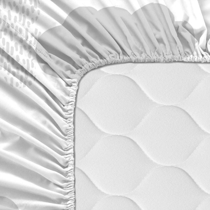 Sábana Bajera HappyFriday BASIC KIDS Blanco Gris 70 x 140 x 14 cm Nubes