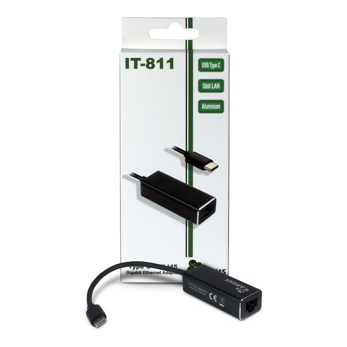 Inter-Tech ARGUS IT-811 Adaptador USB-C a Gigabit Lan RJ45 1000 MBit/s Negro