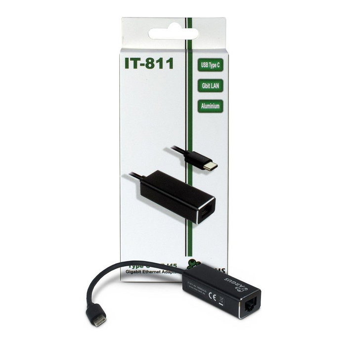 Inter-Tech ARGUS IT-811 Adaptador USB-C a Gigabit LAN RJ45 1000 MBit/s Negro
