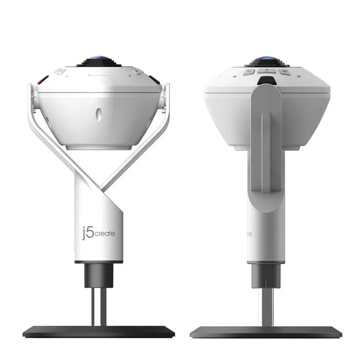 j5create Cámara web JVU368 de 360° con altavoz y tecnología de IA, Blanco