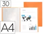 Liderpapel Carpeta Escaparate 30 Fundas Polipropileno DIN A4 Naranja Fluor Opaco