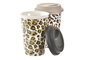 DKD Home Decor Taza de Porcelana Leopardo - Pack de 6 unidades de 400 ml - Surtido de 2 diseños