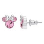 Disney Pendientes Minnie Mouse Plata y Cristal Rosa Bañados en Plata Oficiales