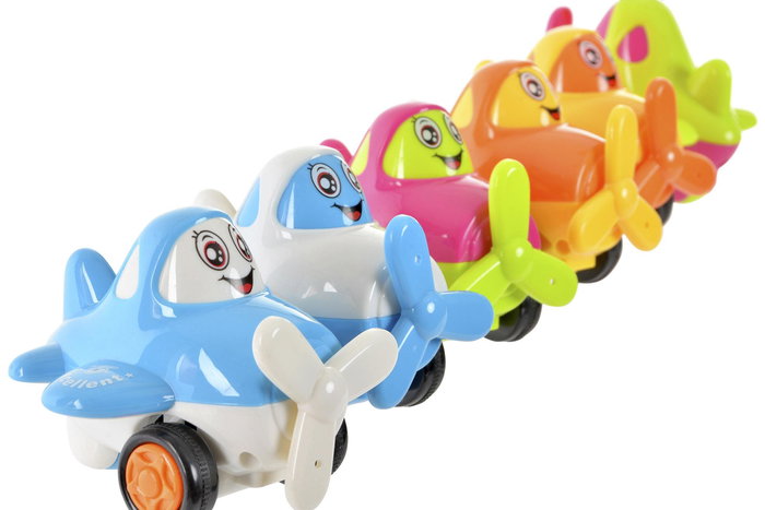 DKD Home Decor Juguete Avioneta 32 x 36 x 37 cm Azul Fucsia Blanco (12 Unidades)