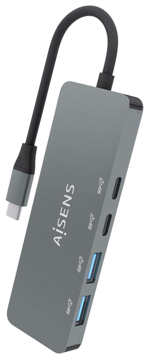 Aisens Hub USB 3.2 Gen2 10G USB-C, 2xUSB-C y 2xUSB-A, Gris