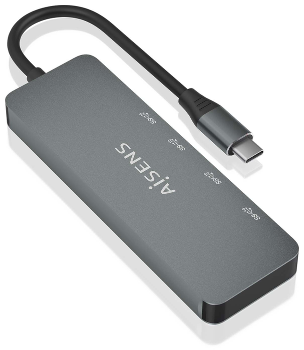 Aisens Hub USB 3.2 Gen2 10G USB-C, 2xUSB-C y 2xUSB-A, Gris