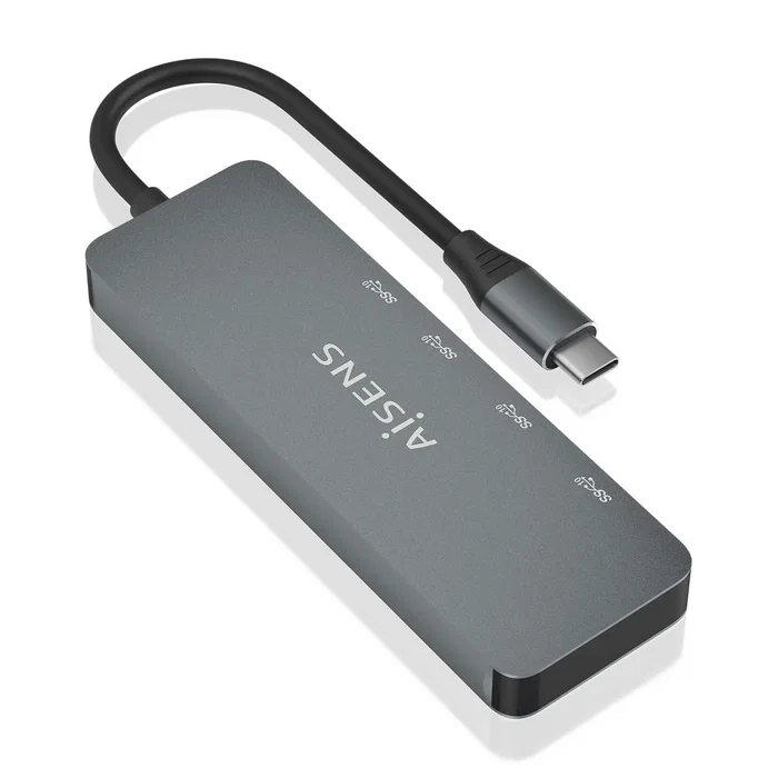 Aisens Hub USB 3.2 Gen2 10G USB-C con 2 puertos USB-C y 2 puertos USB-A, Gris