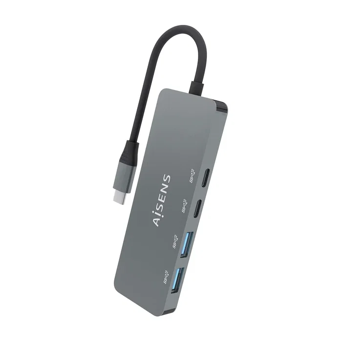 Aisens Hub USB 3.2 Gen2 10G USB-C con 2 puertos USB-C y 2 puertos USB-A, Gris