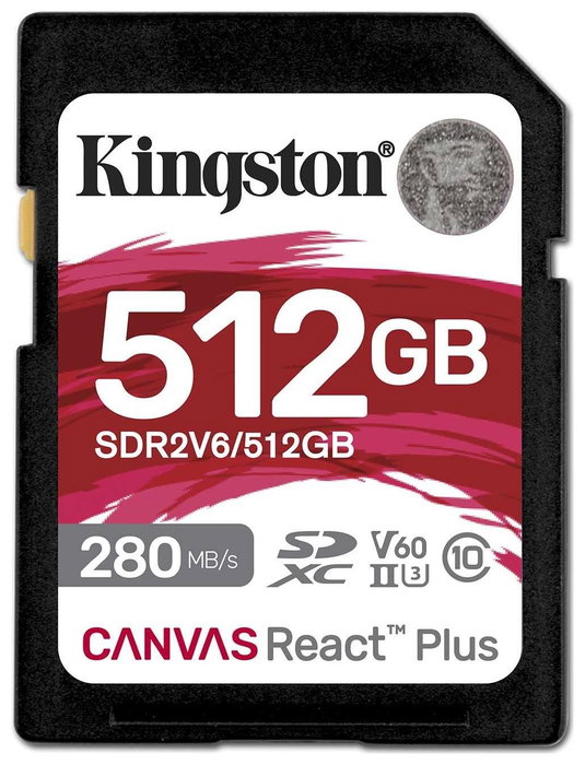Kingston Canvas React Plus 512 GB SDXC UHS-II V60 Kingston Canvas React Plus 512 GB SDXC UHS-II V60