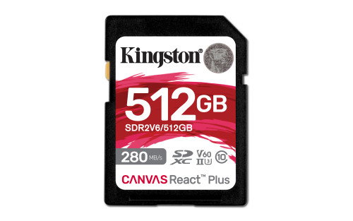 Kingston Canvas React Plus 512 GB SDXC UHS-II V60 Kingston Canvas React Plus 512 GB SDXC UHS-II V60