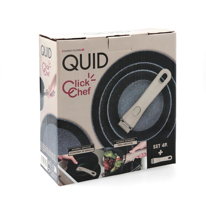 Quid Batería de Aluminio Forjado Click Chef de 4 piezas, Beige