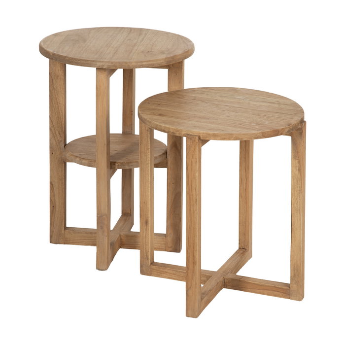 Mesa Auxiliar Natural Madera Mindi Salón 40 X 40 X 55 cm