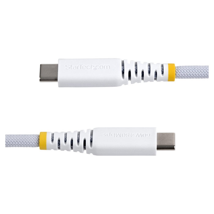 StarTech.com Cable de carga USB-C trenzado de 2m, 60W, Blanco