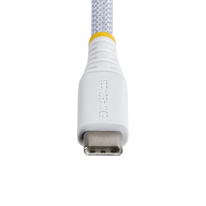StarTech Cable USB-C a USB-C de 2 metros USB2CC2MNCBRWH - PD 60W 3A - Carga Rápida - USB 2.0 - Nylon Trenzado - Blanco