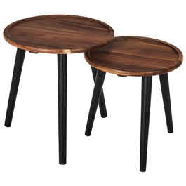 Home Deco Factory Cocooning Juego de 2 Mesas Nido Acacia y Pino Negro