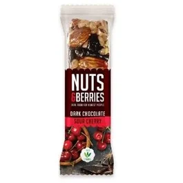 NUTS & BERRIES Barrita Chocolate Negro-Cereza 15Uds. Bio Vegan
