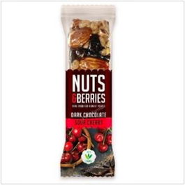 NUTS & BERRIES Barrita Chocolate Negro-Cereza 15Uds. Bio Vegan