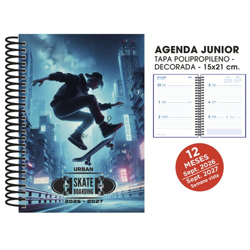 SENFORT Agenda Escolar Junior Decorada Skateboard 2026-27 SENFORT Agenda Escolar Junior Decorada Skateboard 2026-27
