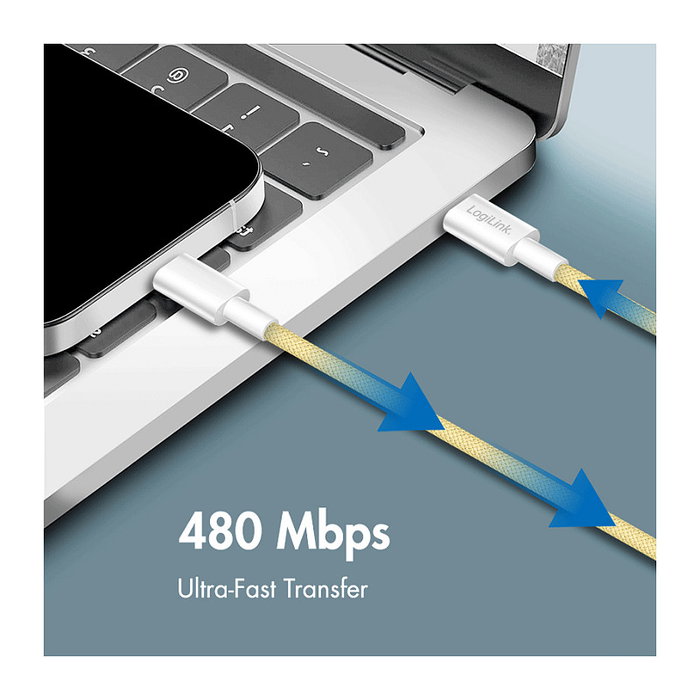 LogiLink Cable USB 2.0 Tipo-C a Tipo-C de 1,5 m, amarillo