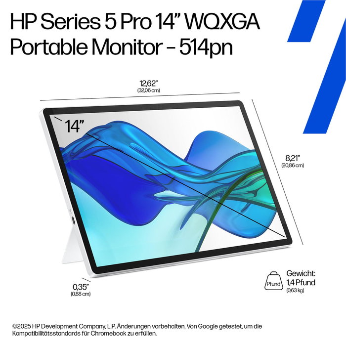 HP Monitor Portátil Series 5 Pro 514PN 14 pulg WQXGA Plata