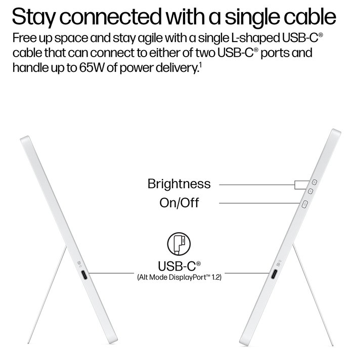 HP Monitor portátil Series 5 Pro 514pn 14" WQXGA IPS 75Hz, USB-C 65W, Borde Estrecho - Plata - (B88JWAA#ABB)