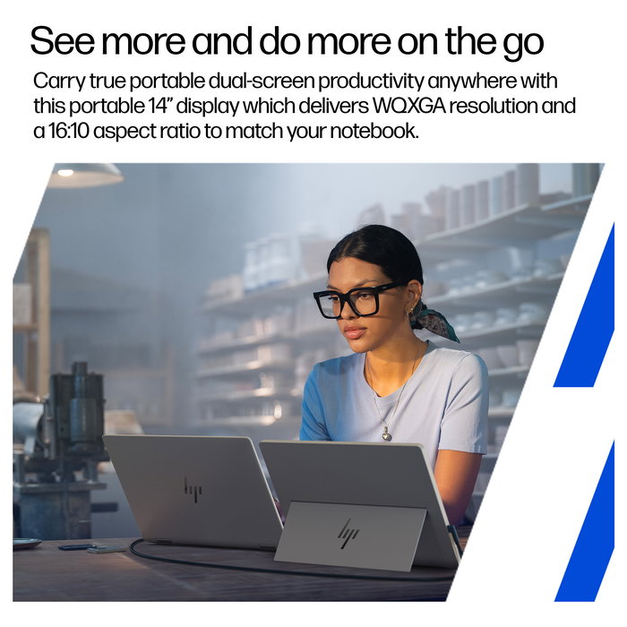 HP Monitor portátil Series 5 Pro 514pn 14" WQXGA IPS 75Hz, USB-C 65W, Borde Estrecho - Plata - (B88JWAA#ABB)