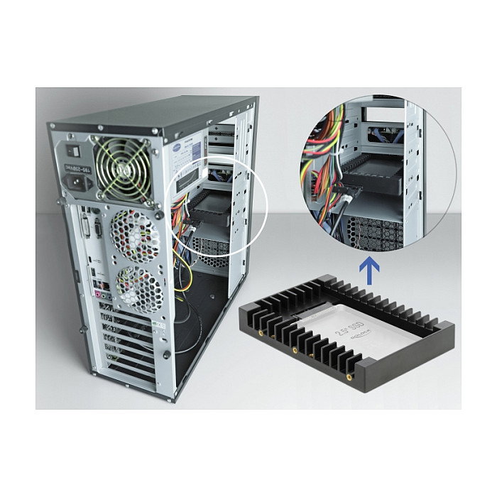 DeLOCK Bastidor de instalación para unidad SATA de 2.5 pulg. en bahía de 3.5 pulg. Negro
