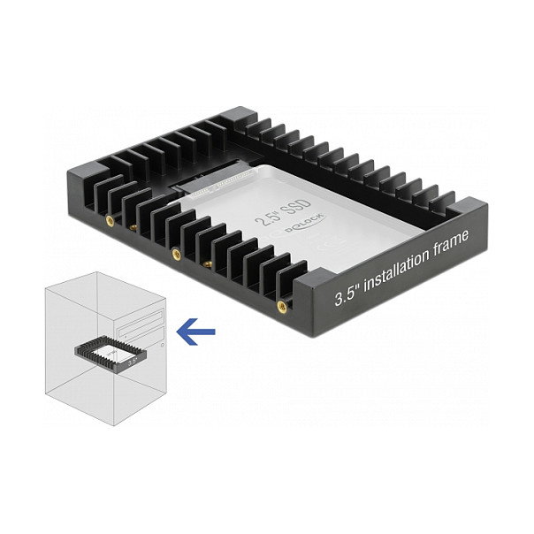 DeLOCK Bastidor de instalación para unidad SATA de 2.5 pulg. en bahía de 3.5 pulg. Negro