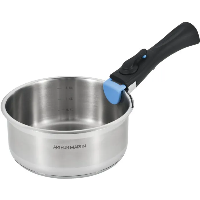 Arthur Martin AM2189 Juego de Utensilios de Cocina Inducción Acero Inoxidable 18/10 5 Piezas Mango Extraíble