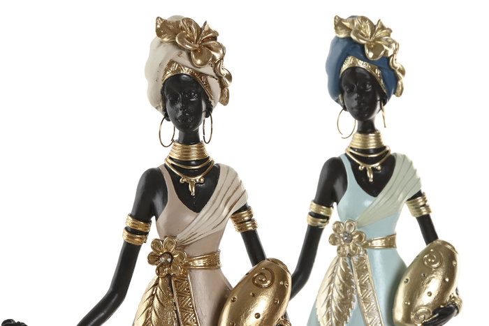 DKD Home Decor Figura de Resina Africana Surtido de 2 Unidades