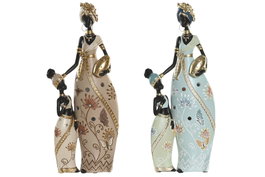 DKD Home Decor Figura de Resina Africana Surtido de 2 Unidades