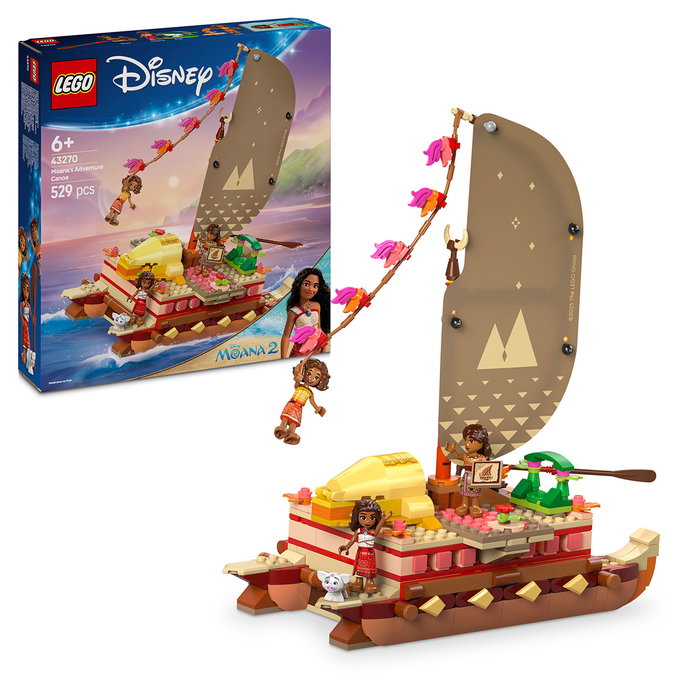 LEGO 43270 Disney Princesas Canoa de Aventuras de Vaiana Set de Construcción con Minifiguras Vaiana, Loto y Moni LEGO 43270 Disney Princesas Canoa de Aventuras de Vaiana Set de Construcción con Minifiguras Vaiana, Loto y Moni