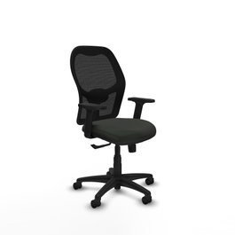 PIQUERAS Y CRESPO Silla de escritorio Alocén ergonómica negra con apoyo lumbar regulable y brazos 2D