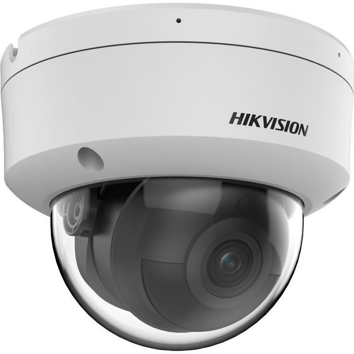Hikvision Cámara IP Minidomo 6M AcuSense 2.8mm IR40 WDR IK10 IP67 12V/PoE con Audio, Alarma y Micrófono