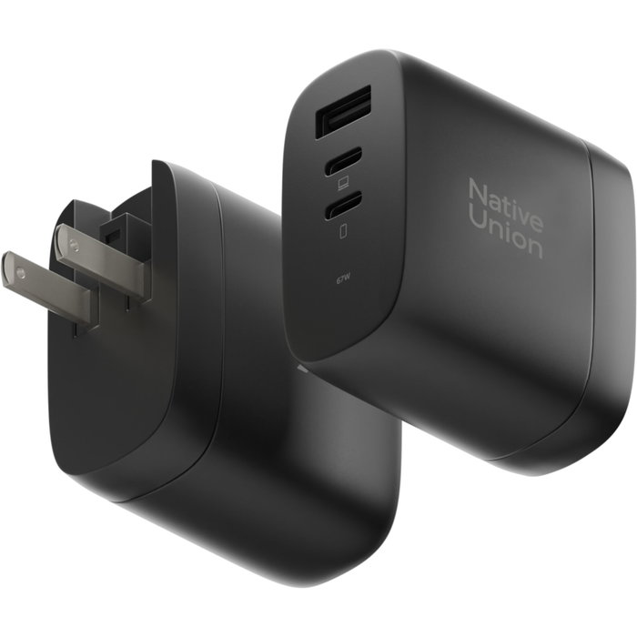 Native Union 67W USB-C PD 3-Port Fast GaN Wall Charger Black Native Union 67W USB-C PD 3-Port Fast GaN Wall Charger Black