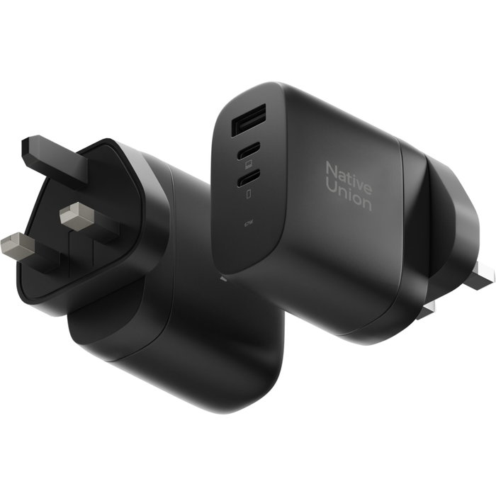 Native Union 67W USB-C PD 3-Port Fast GaN Wall Charger Black Native Union 67W USB-C PD 3-Port Fast GaN Wall Charger Black