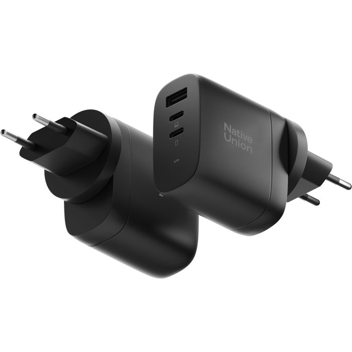 Native Union 67W USB-C PD 3-Port Fast GaN Wall Charger Black Native Union 67W USB-C PD 3-Port Fast GaN Wall Charger Black
