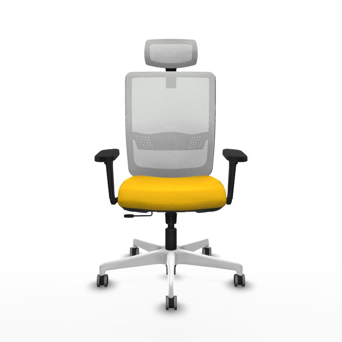 PIQUERAS Y CRESPO Silla de oficina Haches con mecanismo Sincro/Traslack, Amarillo y Blanco