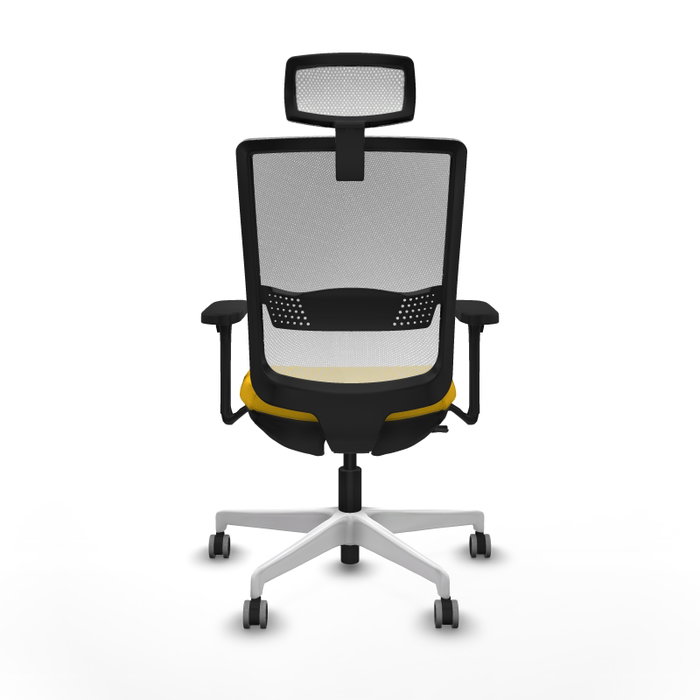 PIQUERAS Y CRESPO Silla de oficina Haches con mecanismo Sincro/Traslack, Amarillo y Blanco