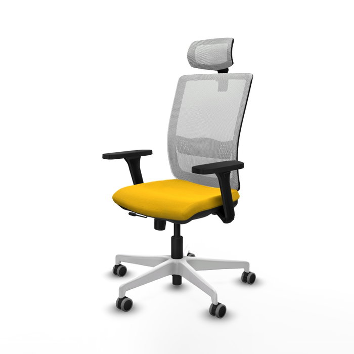 PIQUERAS Y CRESPO Silla de oficina Haches con mecanismo Sincro/Traslack, Amarillo y Blanco