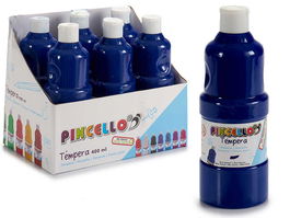 PINCELLO Bote Pintura Tempera 400 ml Azul Oscuro 6.5 x 18 x 6.5 cm (Set de 24)