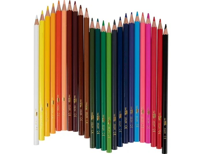 Liderpapel Lápices de Colores Caja de 24 Unidades Colores Surtidos Escolares Mina Extrarresistente