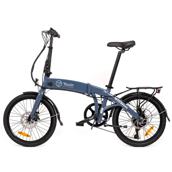 Youin BK1300 Bicicleta Eléctrica Plegable Barcelona Gris 20" (50.8 cm) - 250W 36V 9.6Ah Batería Samsung Extraíble, 6 Velocidades Shimano, Autonomía 45 km, LCD, Frenos Disco