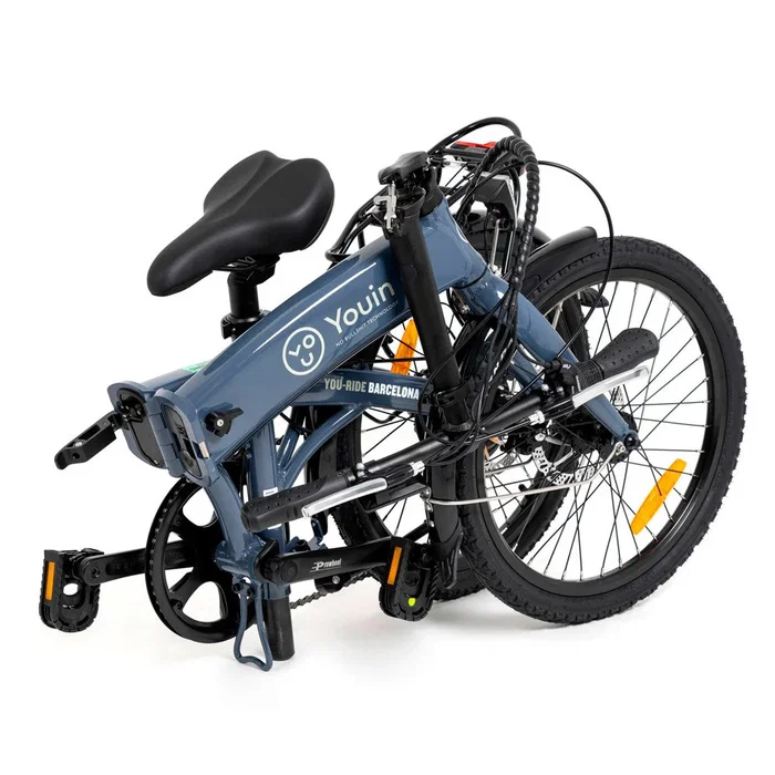 Youin BK1300 Bicicleta Eléctrica Plegable Barcelona Gris 20" (50.8 cm) - 250W 36V 9.6Ah Batería Samsung Extraíble, 6 Velocidades Shimano, Autonomía 45 km, LCD, Frenos Disco