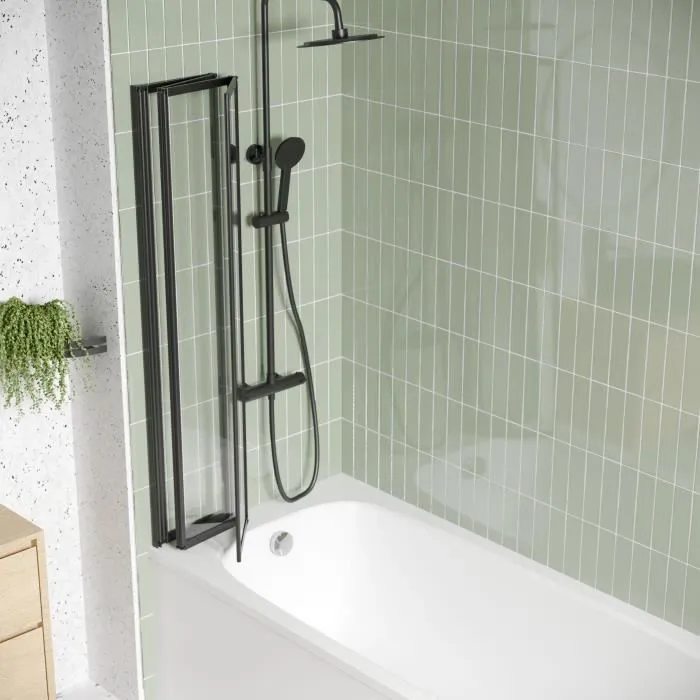 Gelco Mampara de Bañera LEXIA Negro 110x140 cm 4 Paneles GEL3467937118968