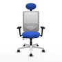 PIQUERAS Y CRESPO Silla de oficina Zulema con mecanismo Sincro/Traslack, Azul y Blanco